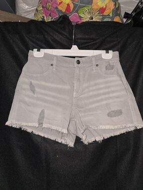 aerie Light Gray Distressed Denim Shorts